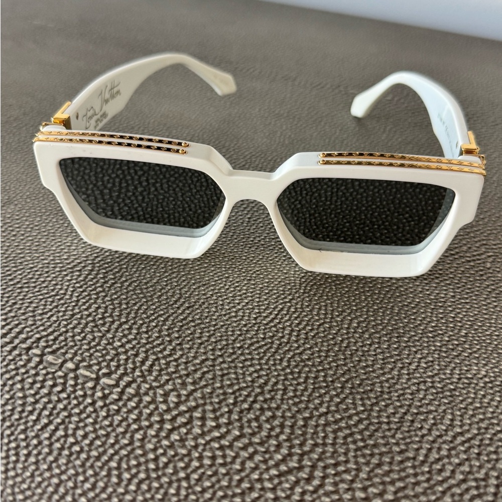 Louis Vuitton Black and White Sunglasses with Gold Trim